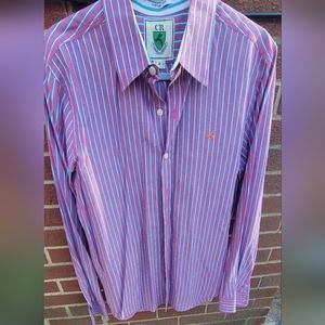 CLUB ROOM Men's  Polo style striped dress shirt Size M.